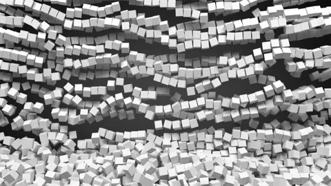 The wall of cubes break down Stockbeeldmateriaal 156712075