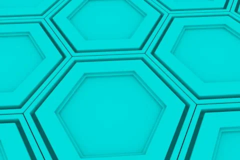 Wall of cyan hexagons 스톡 일러스트