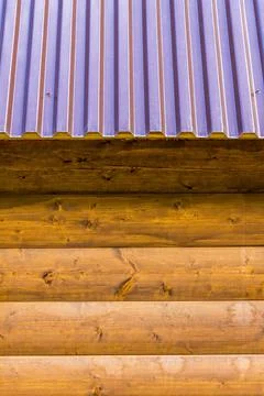 The wall of the cylindrical timber Stock Photos