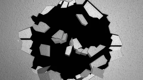 Wall decaying from center with pieces separating from wall video mapping loop Stock Footage 157791366