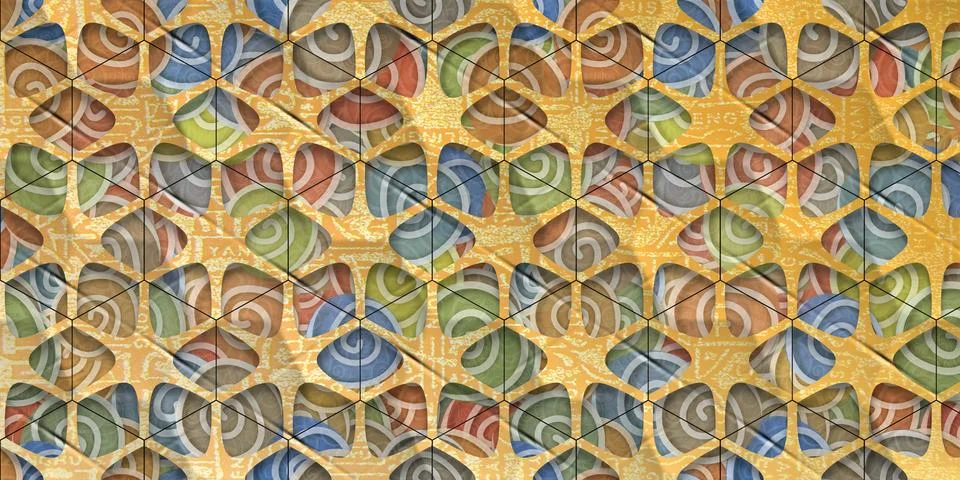 Wall decor tile seamless pattern design ceramic chinese blended 3d texture il Ilustración de archivo
