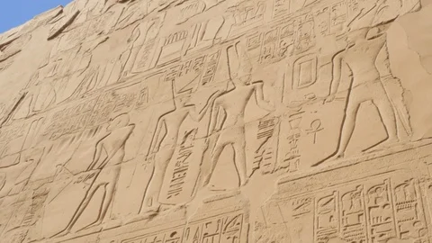 The Wall is Decorated With Ancient Drawings Video stock 128045447