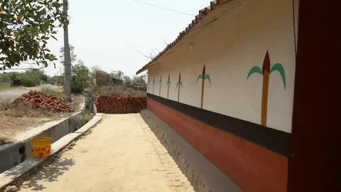 Wall decorated with paintings Stock Footage 127984234