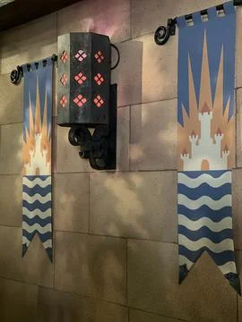 Wall Decorations Inside Far Far Away Castle, Universal Studios Singapore Stock Photos