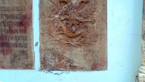 Wall decorations at Krusedol Monastery in Krusedol. Stock Footage 167861370