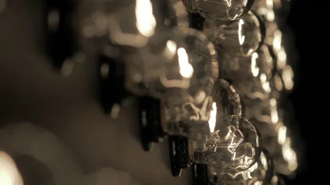 Wall of decorative light bulbs. Stage light panel Stock Footage 134982177