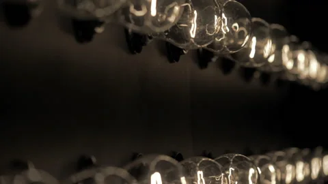 Wall of decorative light bulbs. Stage light panel Stock Footage 134982272