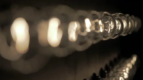 Wall of decorative light bulbs. Stage light panel Stock Footage 134982275