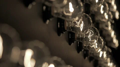 Wall of decorative light bulbs. Stage light panel Stock Footage 134982325