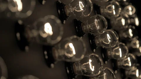Wall of decorative light bulbs. Stage light panel Stock Footage 134982399