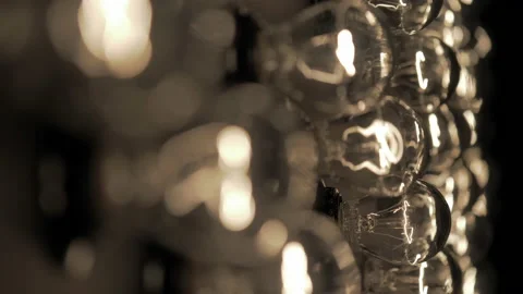 Wall of decorative light bulbs. Stage light panel Stock Footage 134982437