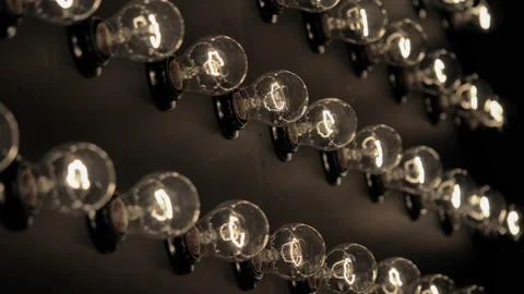 Wall of decorative light bulbs. Stage light panel Stock Footage 134982553
