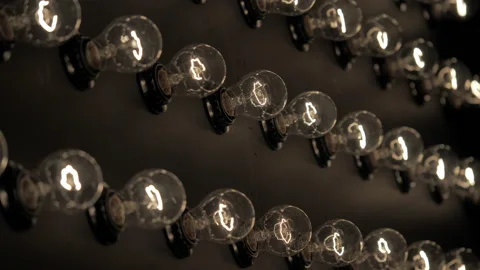 Wall of decorative light bulbs. Stage light panel Stock Footage 134982566