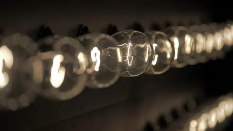Wall of decorative light bulbs. Stage light panel Stock Footage 134983276