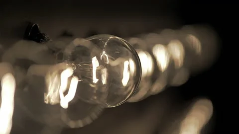 Wall of decorative light bulbs. Stage light panel Stock Footage 134983472