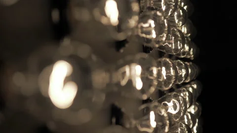 Wall of decorative light bulbs. Stage light panel Stock Footage 134983974