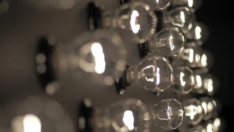Wall of decorative light bulbs. Stage light panel Stock Footage 134984407