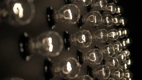 Wall of decorative light bulbs. Stage light panel Stock Footage 134984419