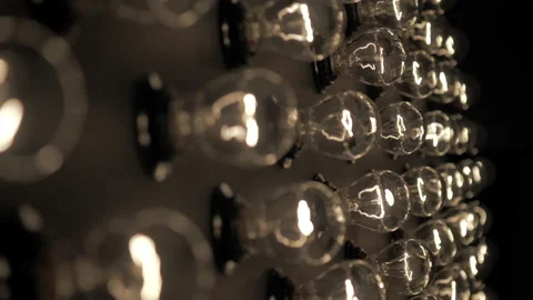 Wall of decorative light bulbs. Stage light panel Stock Footage 134984431