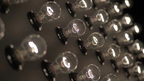 Wall of decorative light bulbs. Stage light panel Stock Footage 134984692