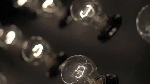 Wall of decorative light bulbs. Stage light panel Stock Footage 134984717
