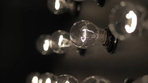 Wall of decorative light bulbs. Stage light panel Stock Footage 134984754