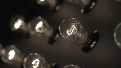 Wall of decorative light bulbs. Stage light panel Stock Footage 134984778