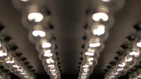 Wall of decorative light bulbs. Stage light panel Stock Footage 135405351