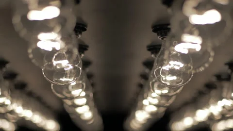Wall of decorative light bulbs. Stage light panel Stock Footage 135405399