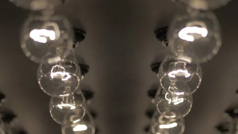 Wall of decorative light bulbs. Stage light panel Stock Footage 135405802