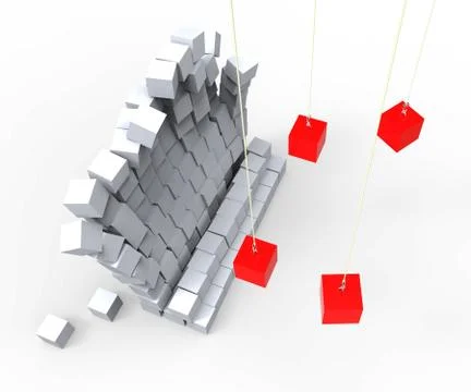 Wall demolition showing devastation and destruction Stock Illustration