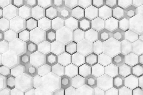 Wall design with cement textute. Abstract background of hexgon. 3D rendering. Stock Photos