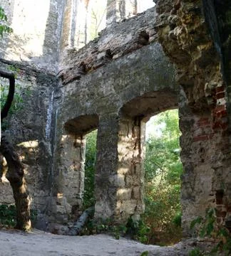 The wall of the destroyed building Stock Photos