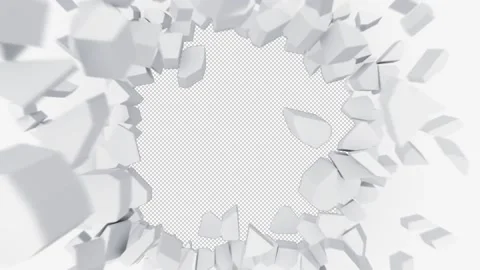 Wall destruction. Circle reveal. Alpha channel Stock Footage 230211999