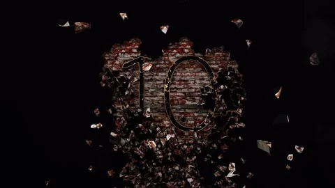 Wall Destruction Countdown Black Stock Footage 130446320
