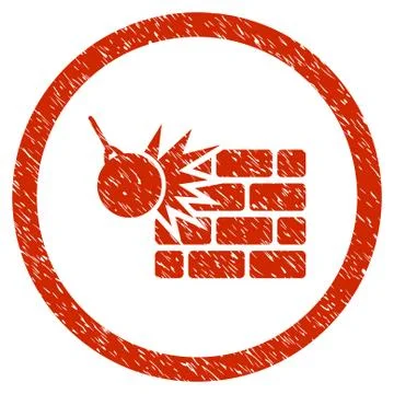 Wall Destruction Rounded Grainy Icon Stock Illustration