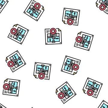 Wall dismantling plan interior design vector seamless pattern Stock Illustration