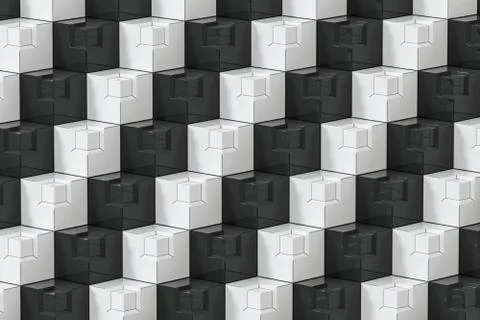 The wall with duplicate squares stacked, 3d rendering. Stock Illustration
