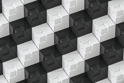 The wall with duplicate squares stacked, 3d rendering. Stock Illustration