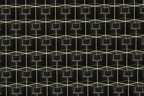 The wall with duplicate squares stacked, 3d rendering. Stockillustratie