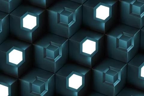 The wall with duplicate squares stacked, 3d rendering. Stockillustratie
