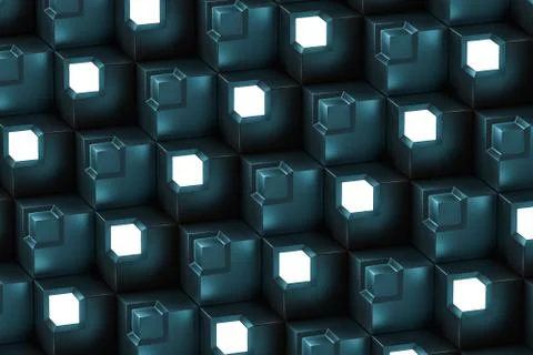 The wall with duplicate squares stacked, 3d rendering. Stock Illustration