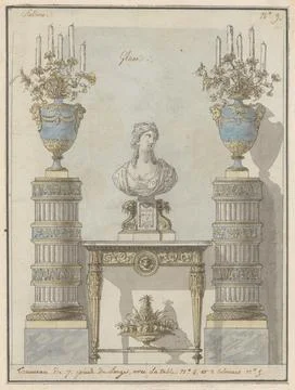 Wall Elevation for a Salon ca. 1780 Jean Dmosthne Dugourc French In this dr.. Stock Illustration