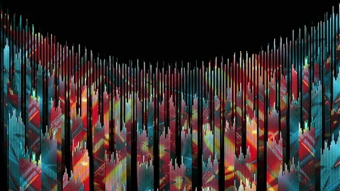 Wall EQ arc. Multicolor stripes on a black background. Stock Footage 137817096