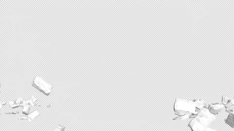 Wall explosion, destruction. 3D animation. Stonewall collapse. Stock Footage 148982402