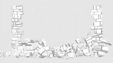 Wall explosion, destruction. 3D animation. Stonewall collapse. Stock Footage 148983116