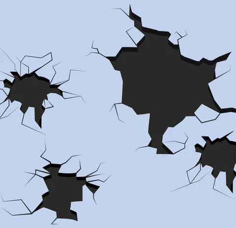Wall explosion fragment Stock Illustration