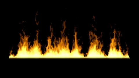 Wall of fire on black background Stock Footage 74240475