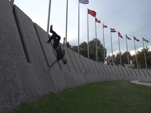 Wall Flip Tricking Combo Freerun Stock Footage 80164469