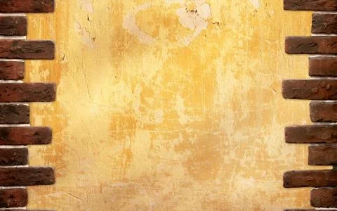 Wall with a frame of old bricks Stock Illustration